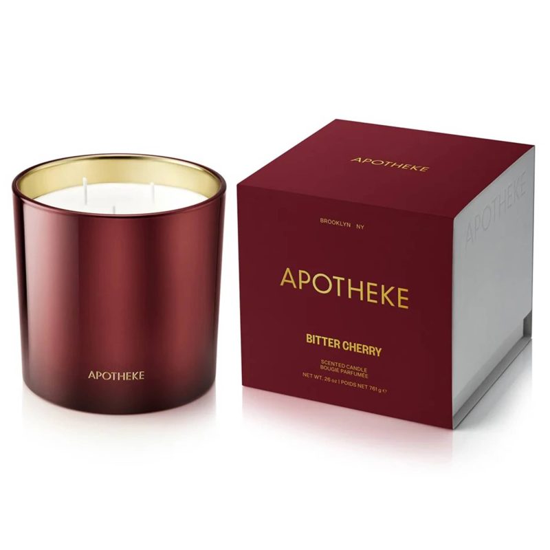 apotheke AP03 BCHE bitter cherry scented soy wax blend 3 wick candle with gift