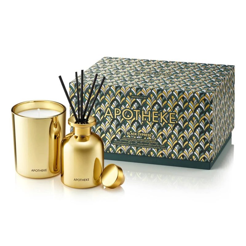 apotheke AP08 CD24 BC black cypress scented limited edition mini candle diffuser duo set with gift