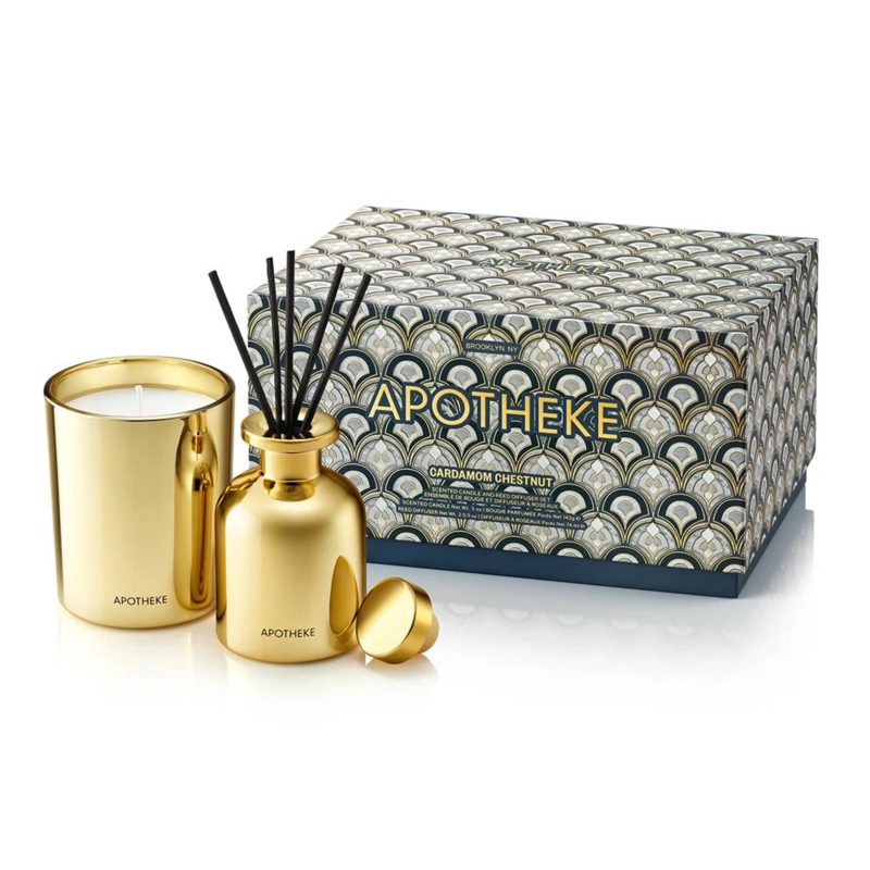 apotheke AP08 CD24 CC cardamom chestnut scented limited edition mini candle diffuser duo set with gift