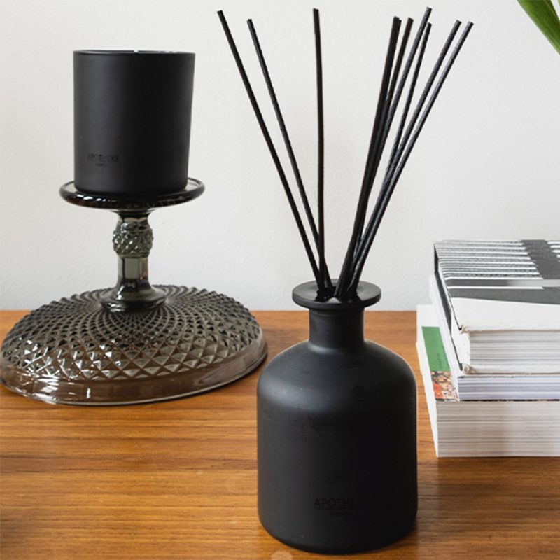 apotheke black charcoal scented reed diffuser lifestyle