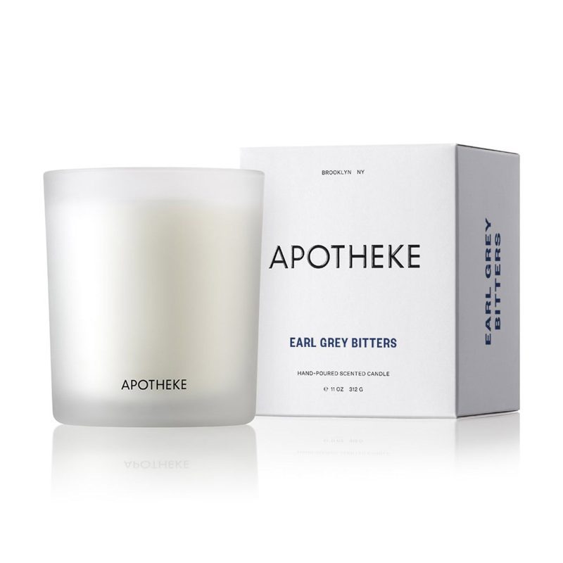 apotheke earl grey bitters scented soy wax candle with gift