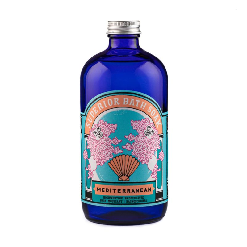 archivist gallery SL003 mediterranean scented bath soak in blue bottle