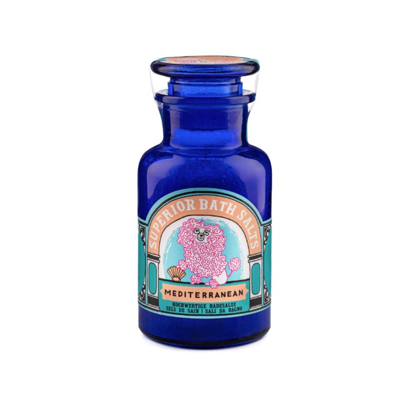 archivist gallery SS003 mediterranean scented bath salts in blue bottle