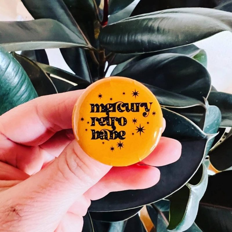 ark made mercury retro babe button in hand