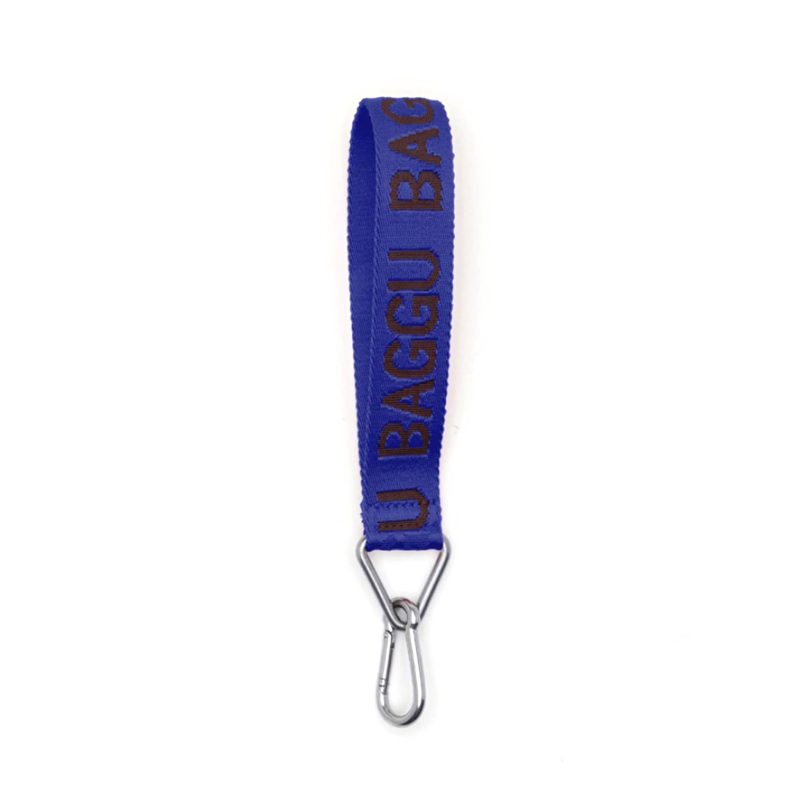 baggu recycled nylon webbing logo keychain in cobalt