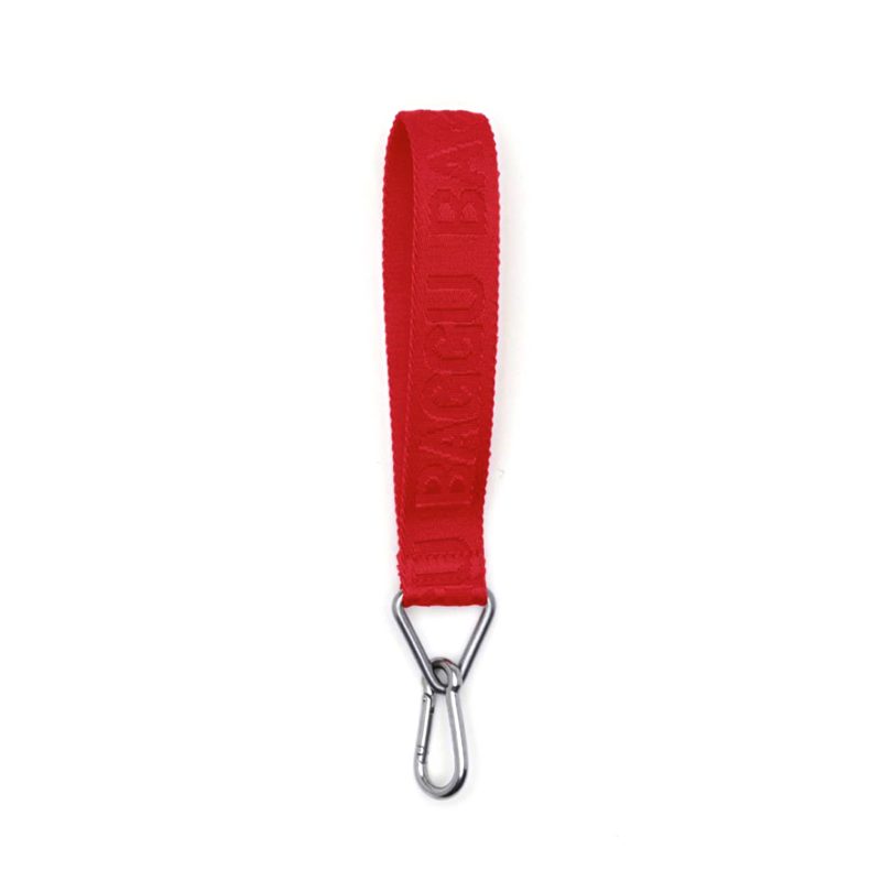 baggu recycled nylon webbing logo keychain in red