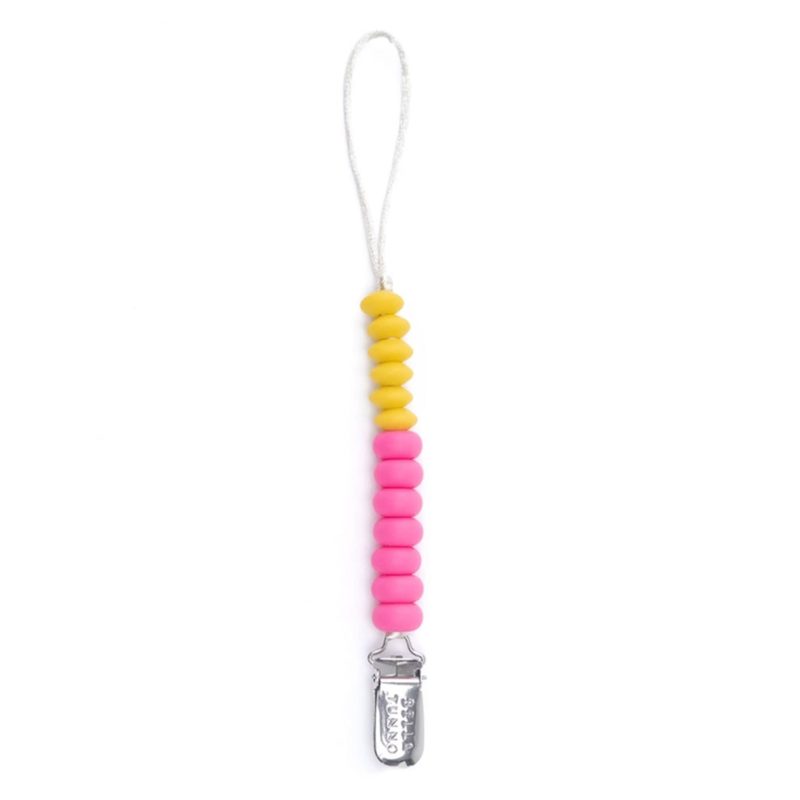 bella tunno GBP95 punch duo yellow pink baby pacifier clip