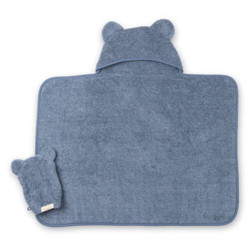 bella tunno GLCTS04 baby hooded towel and wash mitt set in rain flat