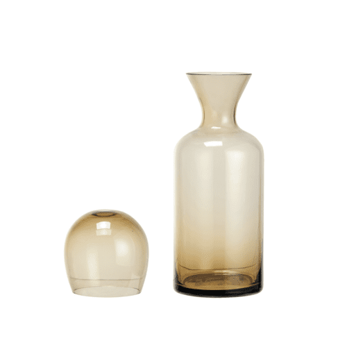 bloomingville 02 16 oz glass carafe with 12 oz drinking glass amber 163122