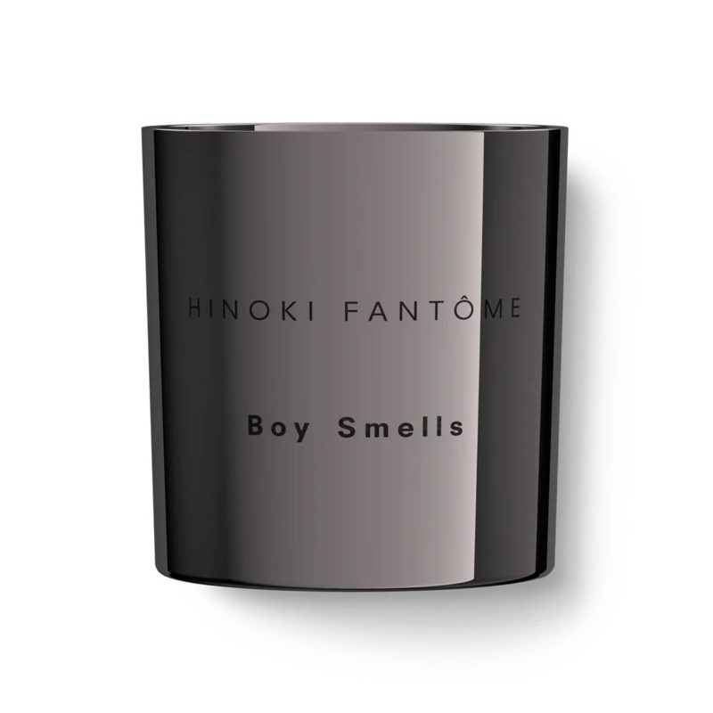 boy smells limited edition holiday 2024 hinoki fantome scented coconut beeswax blend candle in metallic silver glass tumbler