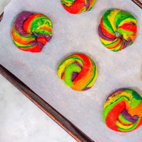 brooklyn brewshop rainbow bagel making kit adult diy make your own on baking tray