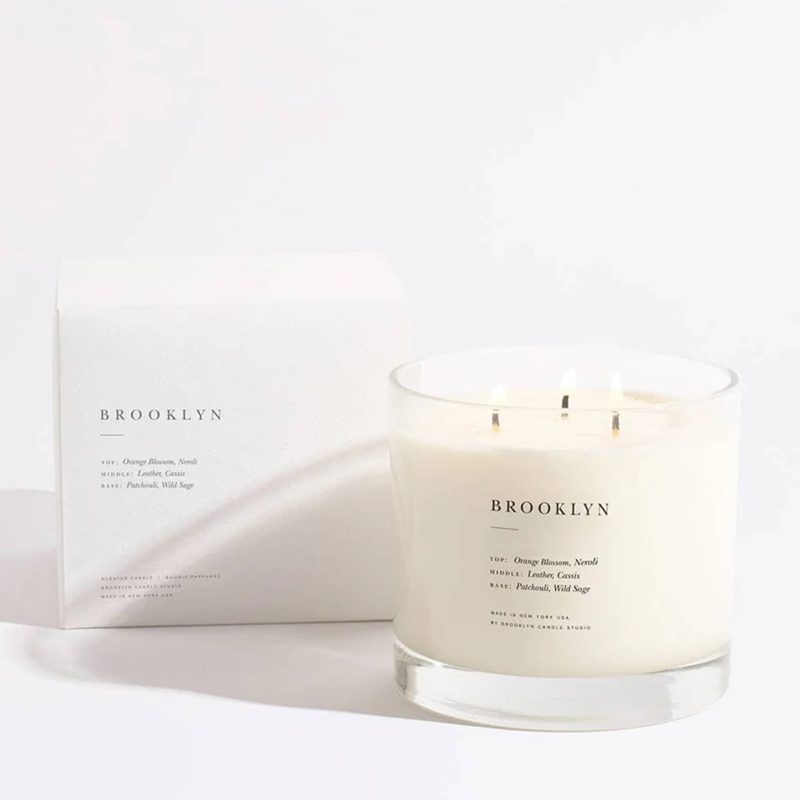 brooklyn candle studio brooklyn scented xl 3 wick candle lit with