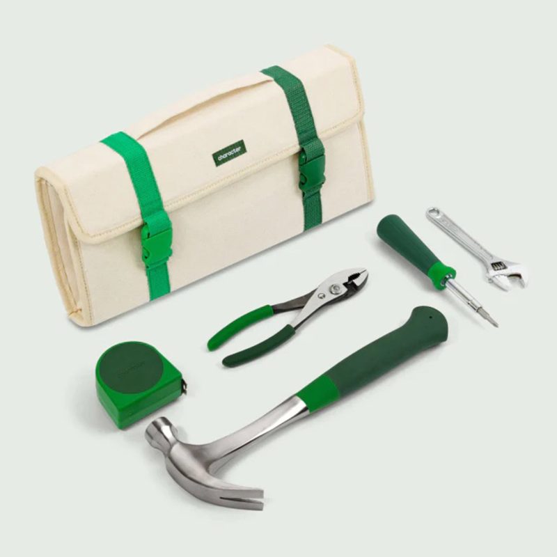 character 1022 the go set 5 piece tool set with tote in green