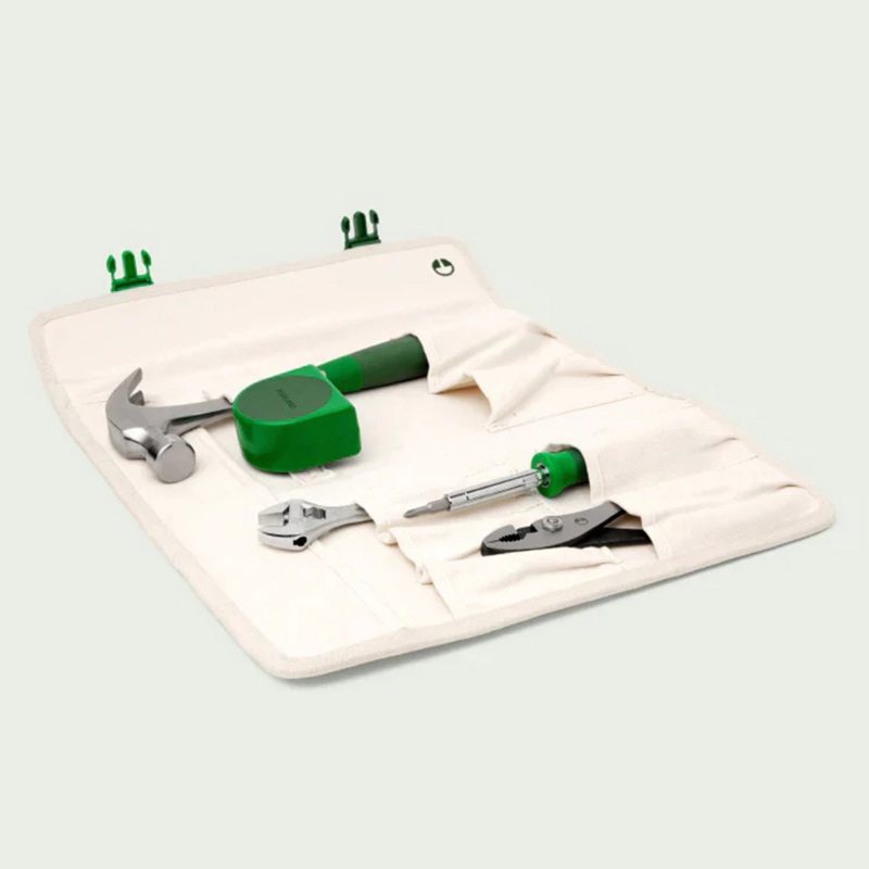 character 1022 the go set 5 piece tool set with tote in green open