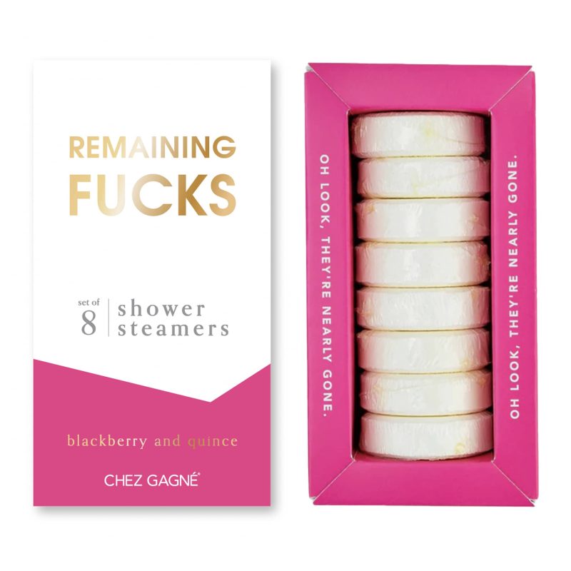 chez gagne STEAM018 remaining fucks blackberry and quince scented shower steamers in box packaging front