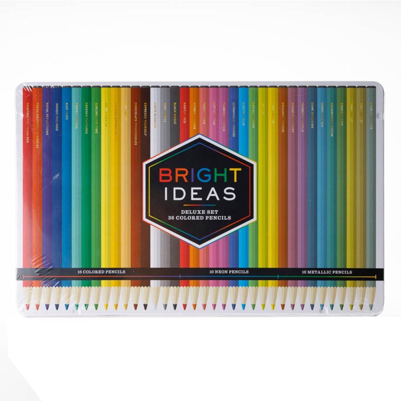 chronicle bright ideas deluxe 36 piece colored pencil set in tin packaging