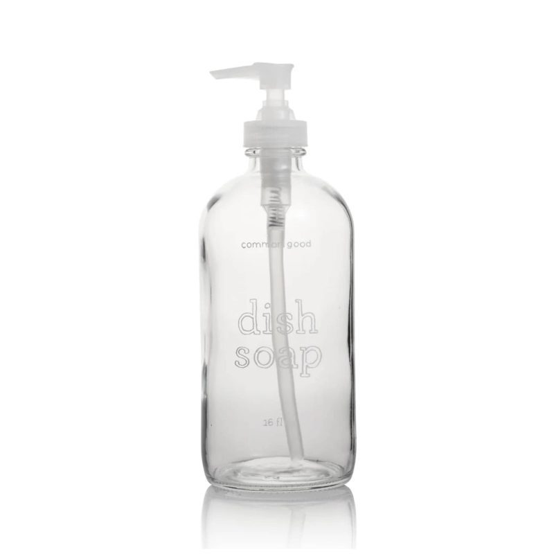 common good 16 ounce glass dish soap bottle with pump