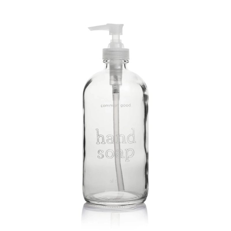 common good 16 ounce glass hand soap bottle with pump