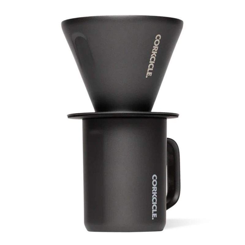 corkcicle coffee pour over brew set in ceramic slate mug with pour over