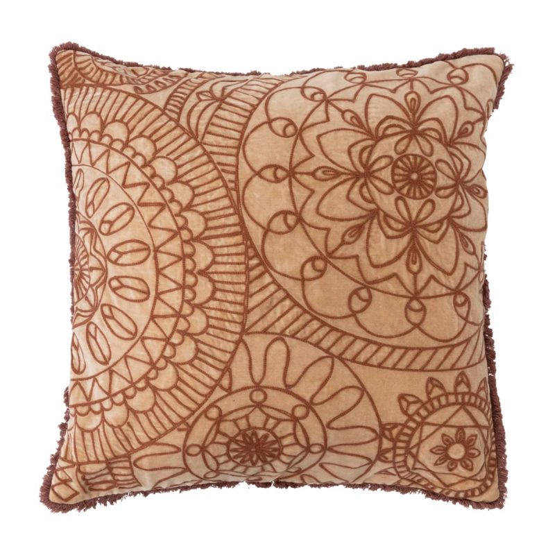 creative coop df5858pmc square stonewashed cotton velvet pillow with embroidery front view