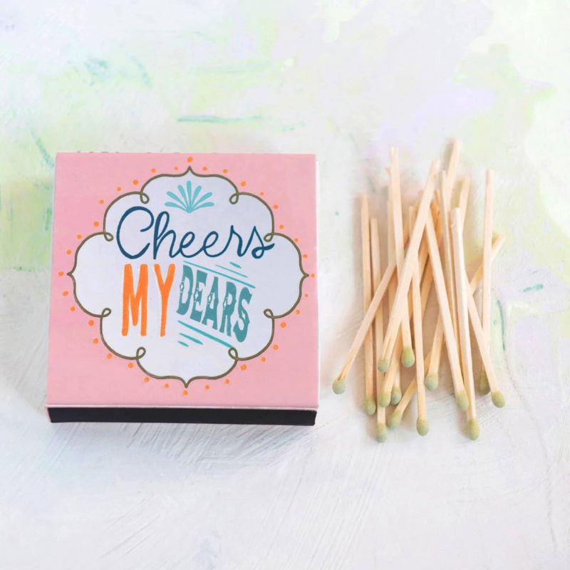 creative coop df5959 cheers my dears boxed safety matches with matches beside