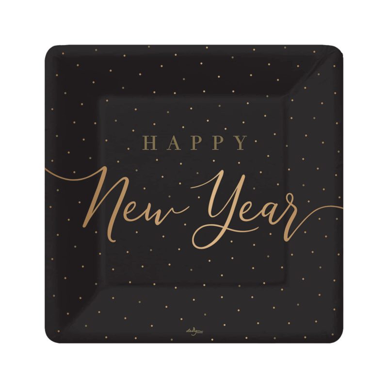 design design 627 09707 solid gold happy new year paper party plate