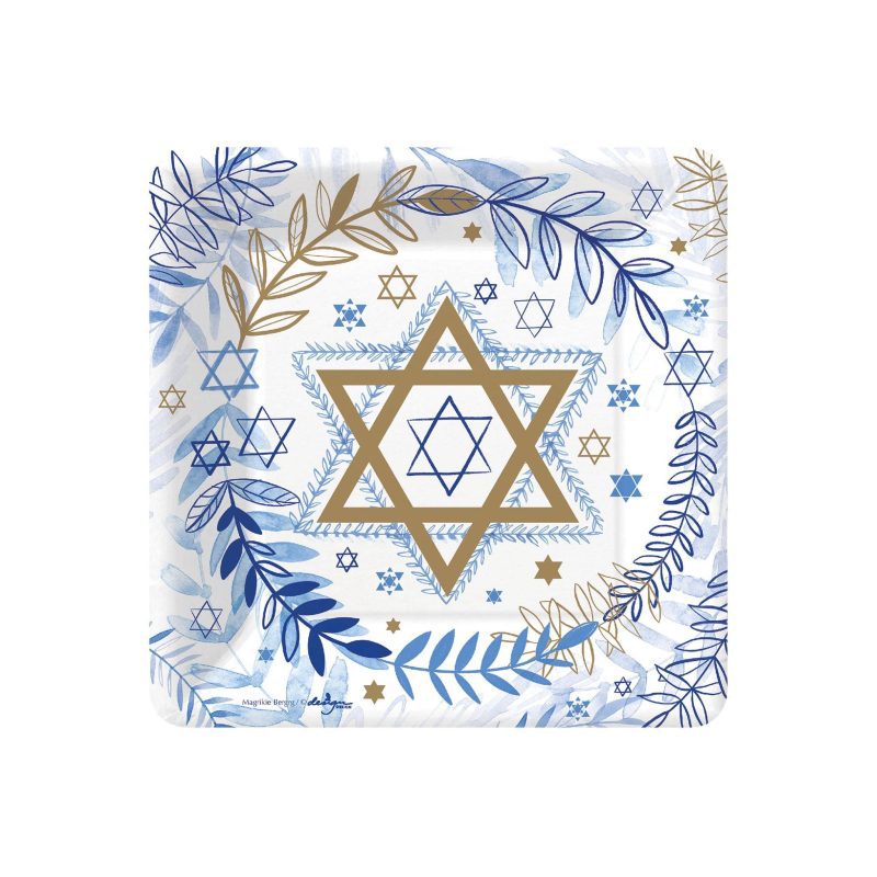 design design 630 10487 judaic stars and leaves small dessert plate