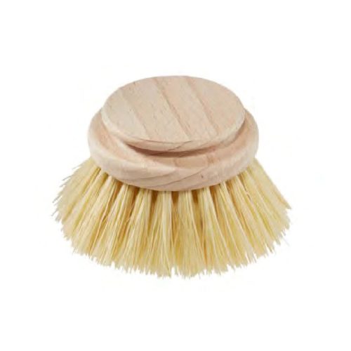 earth and nest natural fiber bristle round dish washing brush replacement head facing down