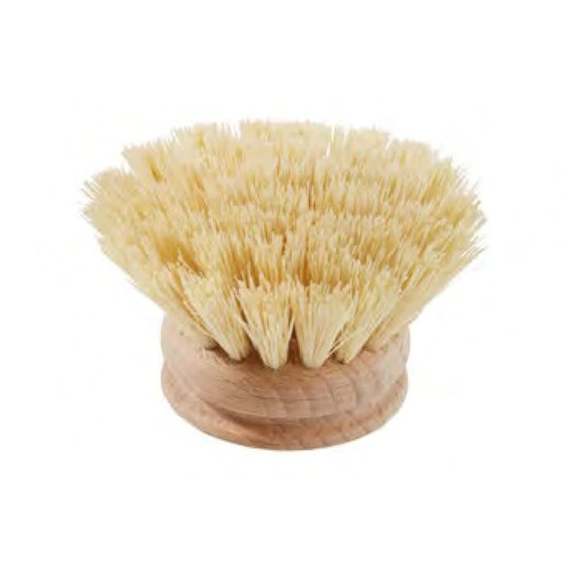 earth and nest natural fiber bristle round dish washing brush replacement head facing up