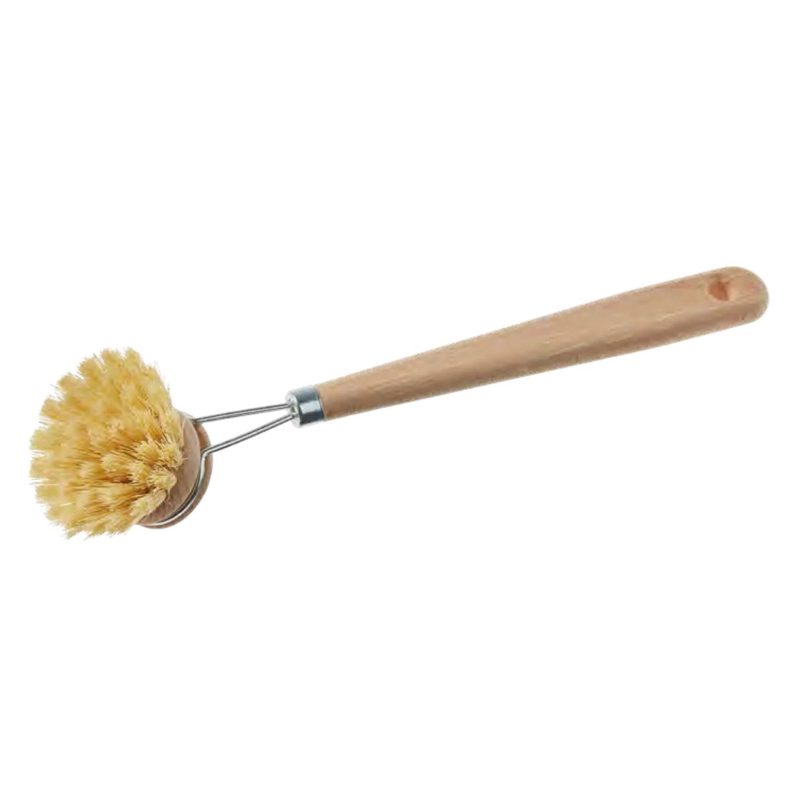 earth and nest natural fiber bristle round dish washing brush with handle