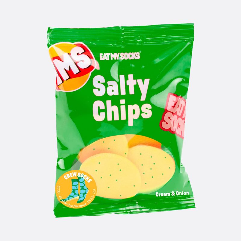 eat my socks EMSNOCCHIPG green salty chips socks in packaging front