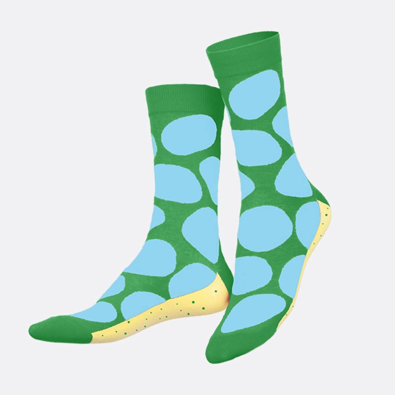 eat my socks EMSNOCCHIPG green salty chips socks on foot form