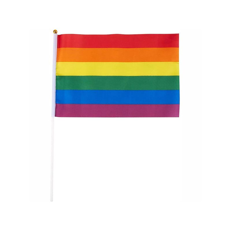 fundraising for a cause small rainbow flag on a stick