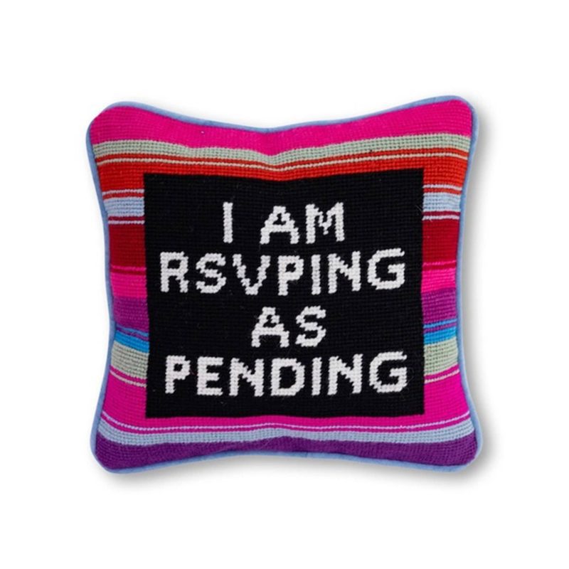 furbish studio i am rsvping as pending needlepoint decorative pillow front