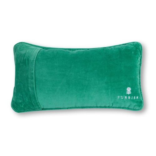 furbish studio unsubscribe needlepoint decorative pillow solid green back