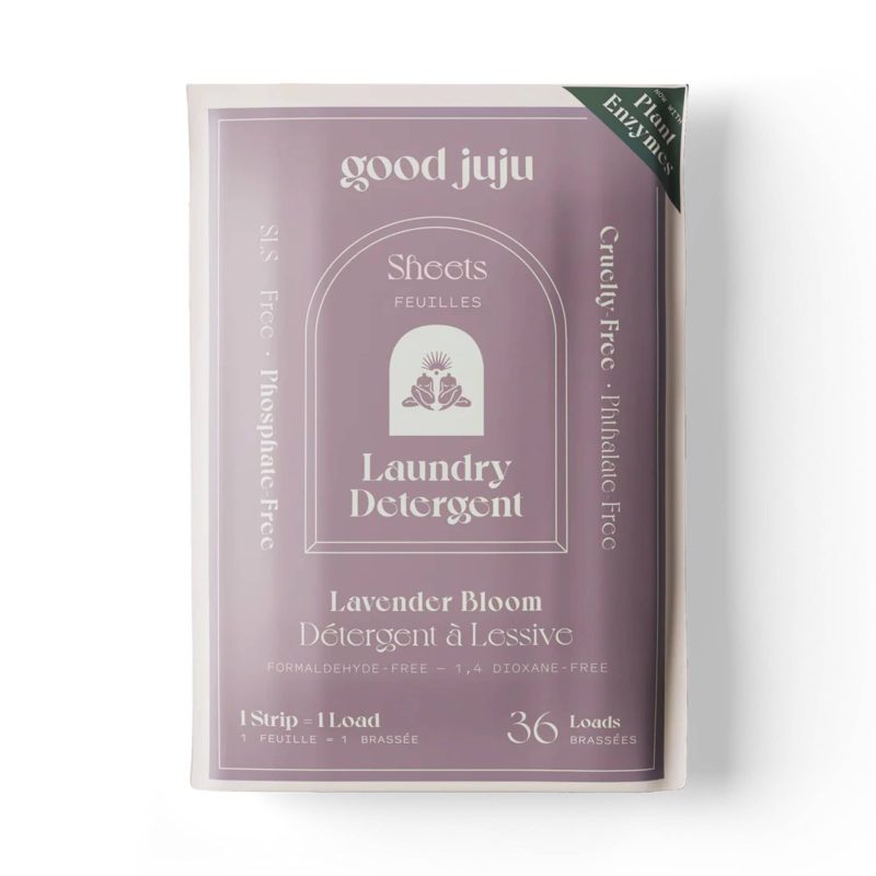 good juju laundry detergent sheets in lavender bloom in packaging front view