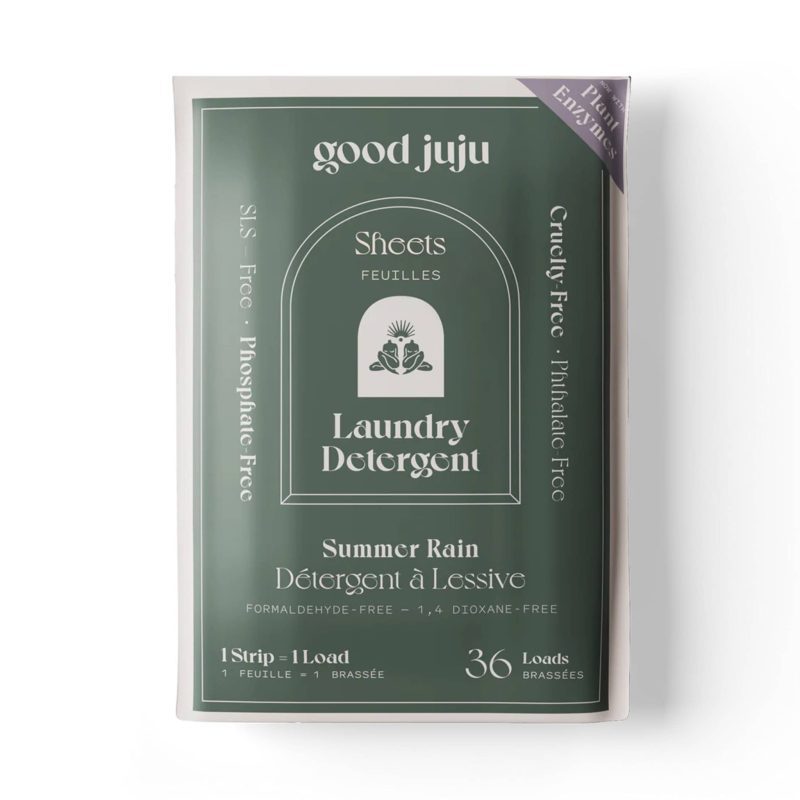 good juju laundry detergent sheets in summer rain in packaging front view