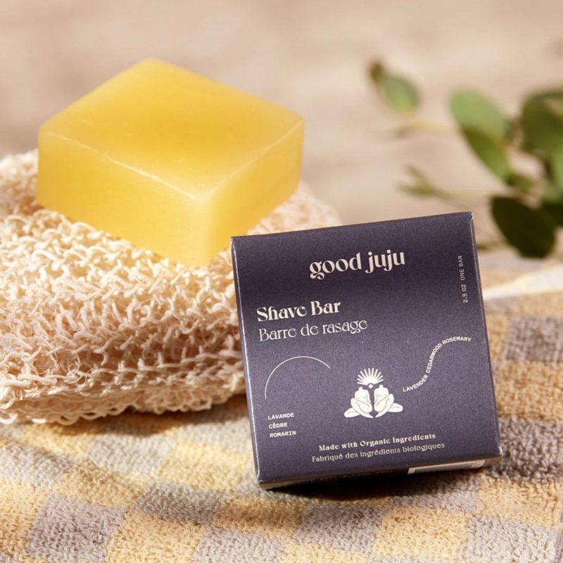 good juju moisturizing shave bar with box packaging