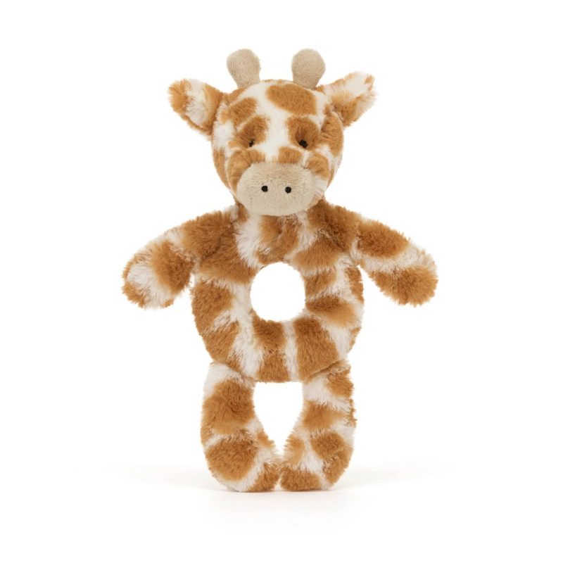 jellycat baby bashful giraffe plush ring rattle front view