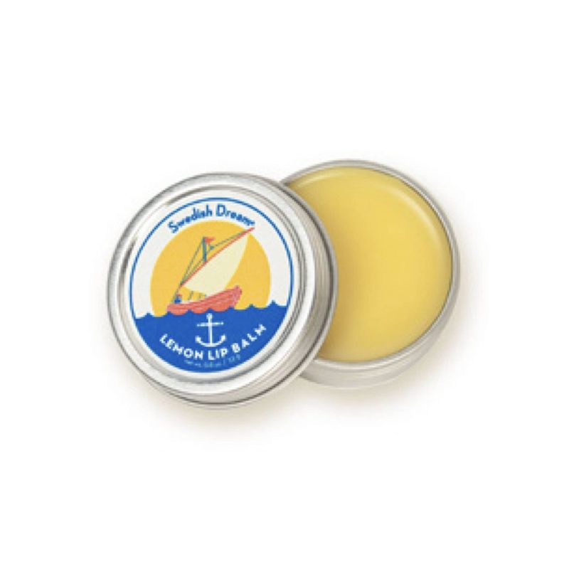 kalastyle swedish dream zesty lemon lip balm in tin cover off