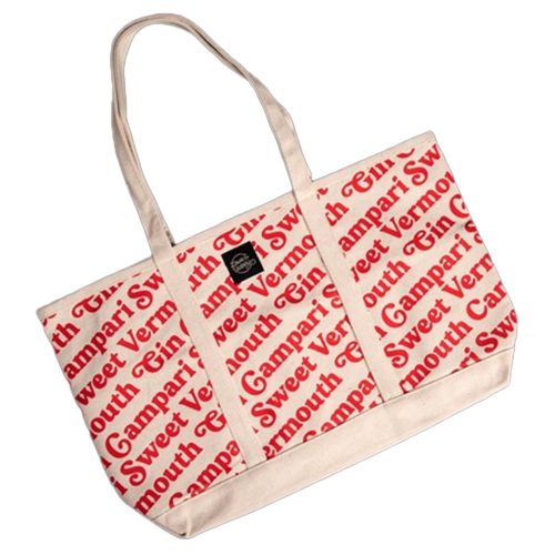 love and victory negroni six bottle tote bag front view flat