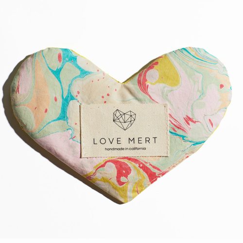 love mert heart eye pillow in pool pattern