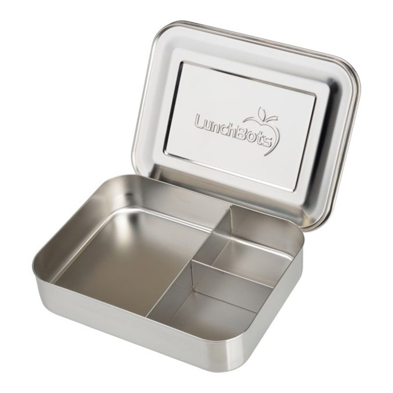 lunchbots large trio stainless steel bento box lunchbox open