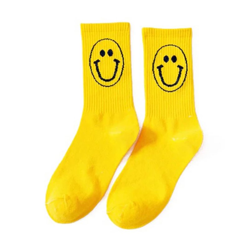 malibu sugar daily candy SFSCKS YLW yellow smiley face girls crew socks with yellow happy face