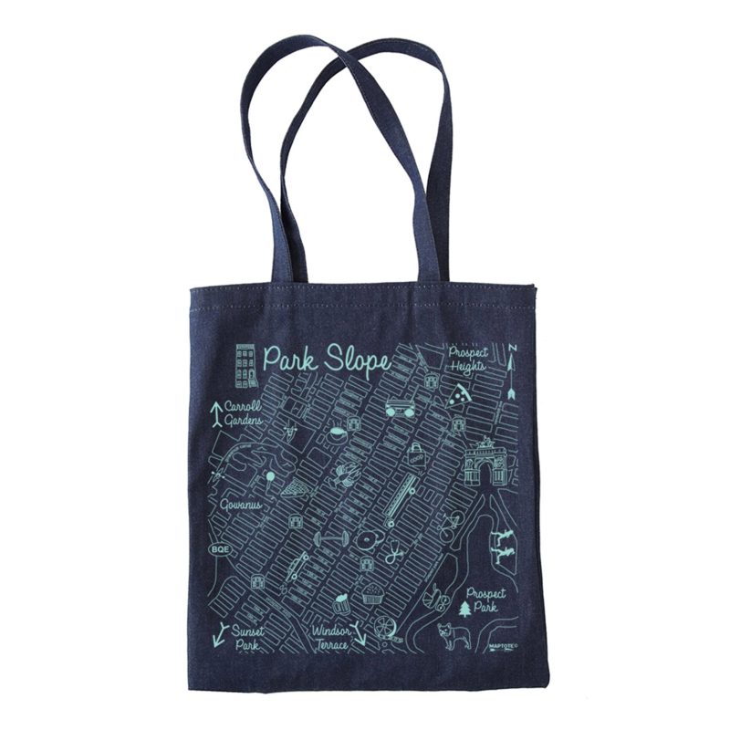 maptote park slope brooklyn denim cotton reusable grocery tote bag