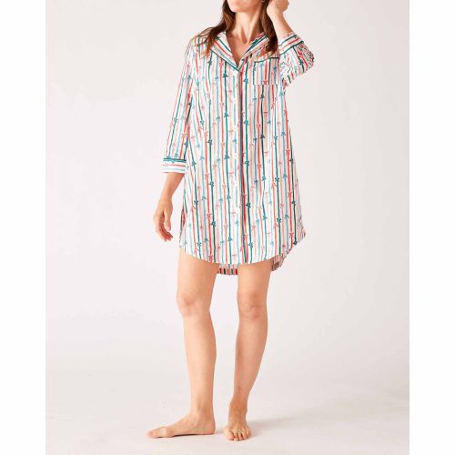 mer sea over the cotton moon nightshirt in ribbon candy front view on model