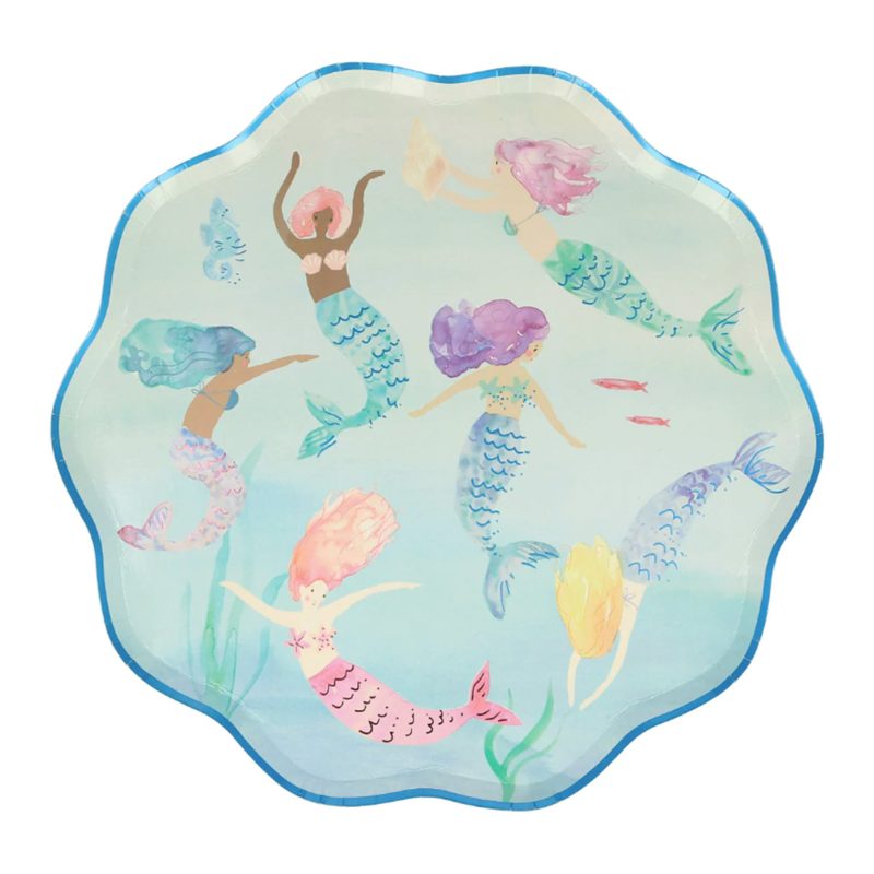 meri meri 210700 mermaids swimming paper party plates birthday party supplies