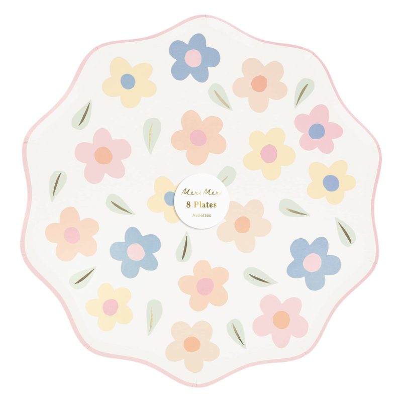 meri meri 272786 happy flowers large dinner paper party plates in packaging