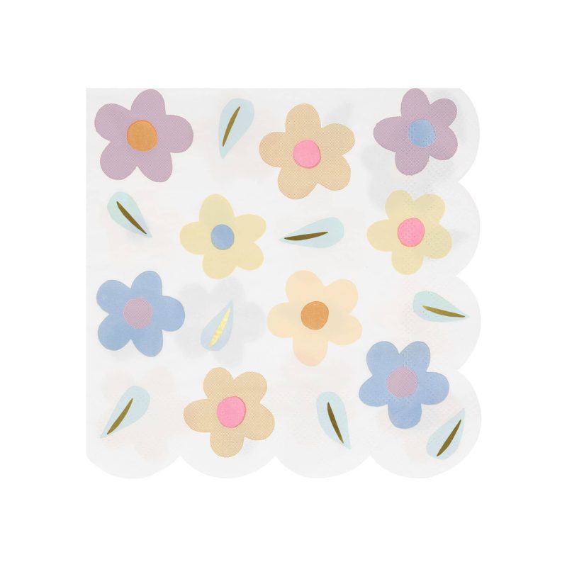 meri meri 272795 happy flowers large paper party napkins