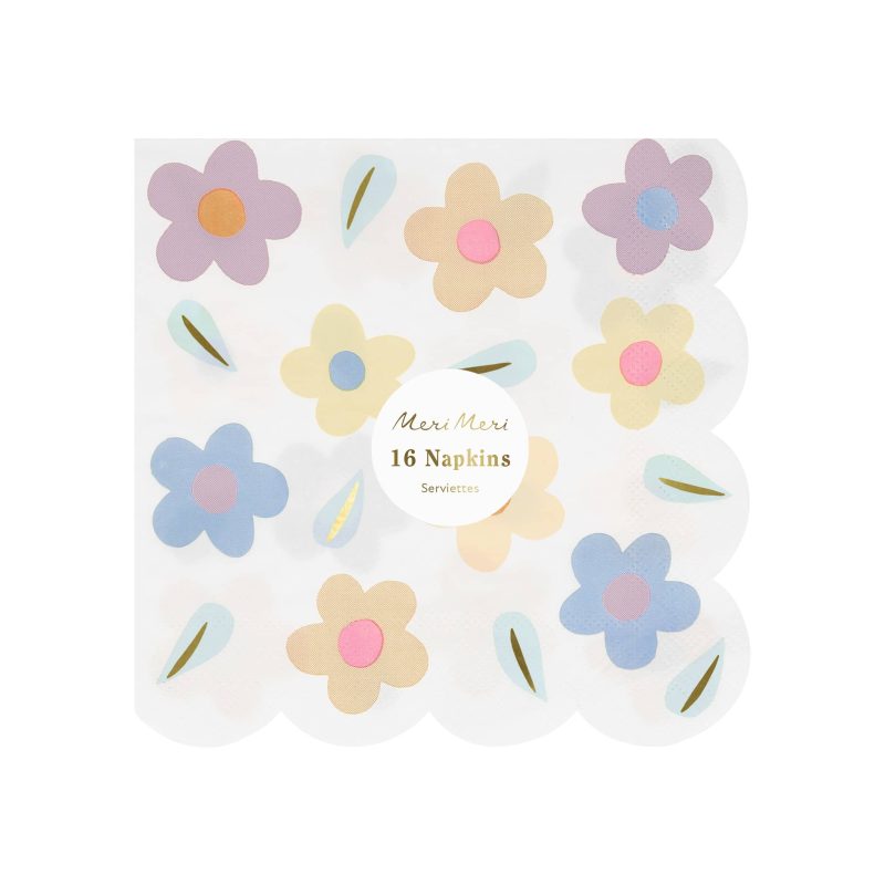 meri meri 272795 happy flowers large paper party napkins in packaging